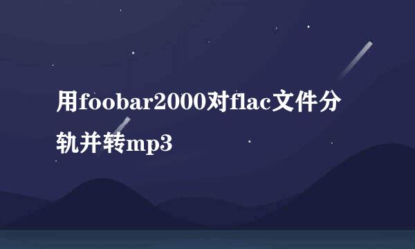 用foobar2000对flac文件分轨并转mp3