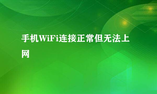 手机WiFi连接正常但无法上网