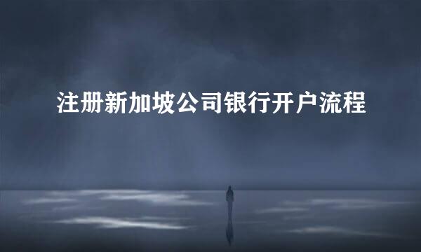 注册新加坡公司银行开户流程