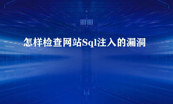 怎样检查网站Sql注入的漏洞