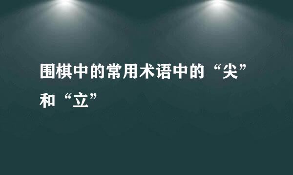 围棋中的常用术语中的“尖”和“立”