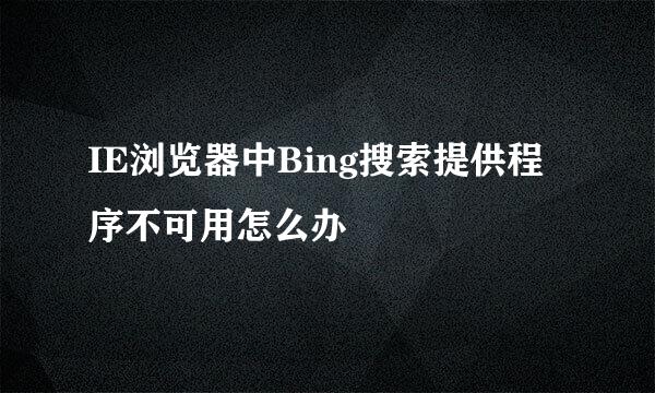 IE浏览器中Bing搜索提供程序不可用怎么办