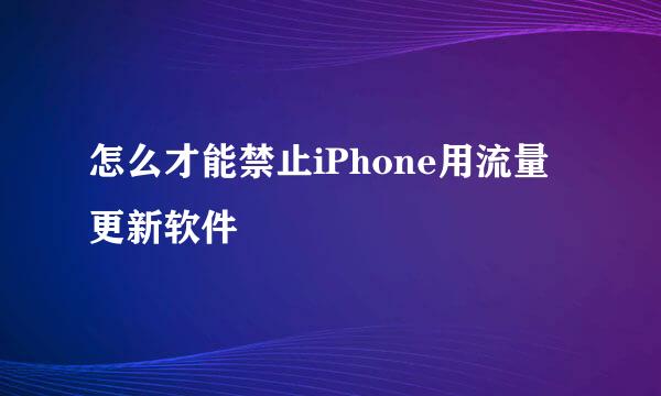 怎么才能禁止iPhone用流量更新软件