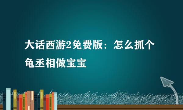 大话西游2免费版：怎么抓个龟丞相做宝宝