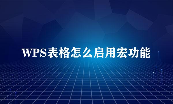 WPS表格怎么启用宏功能