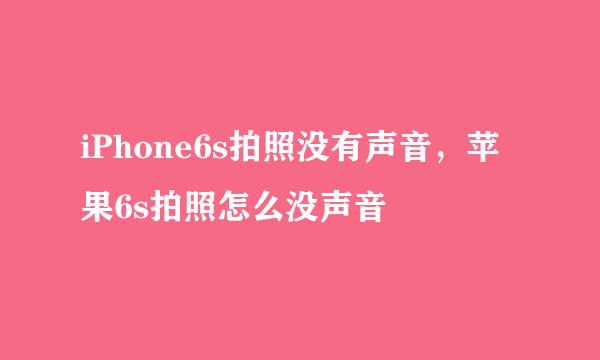 iPhone6s拍照没有声音，苹果6s拍照怎么没声音