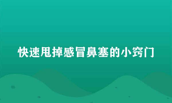 快速甩掉感冒鼻塞的小窍门