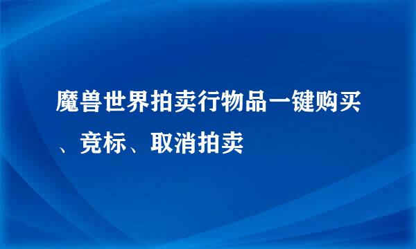 魔兽世界拍卖行物品一键购买、竞标、取消拍卖