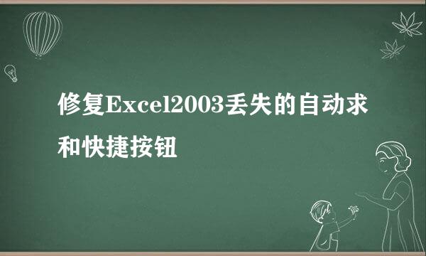 修复Excel2003丢失的自动求和快捷按钮