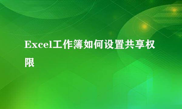 Excel工作簿如何设置共享权限