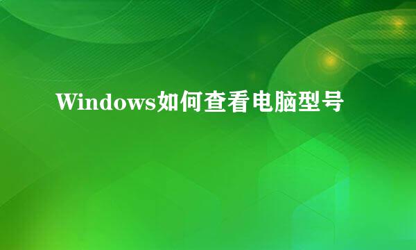 Windows如何查看电脑型号