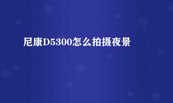 尼康D5300怎么拍摄夜景