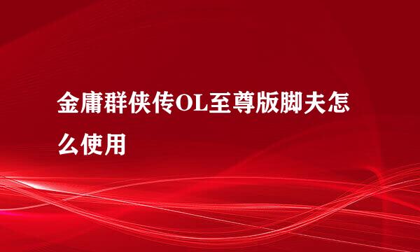 金庸群侠传OL至尊版脚夫怎么使用