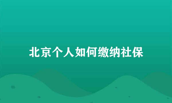 北京个人如何缴纳社保