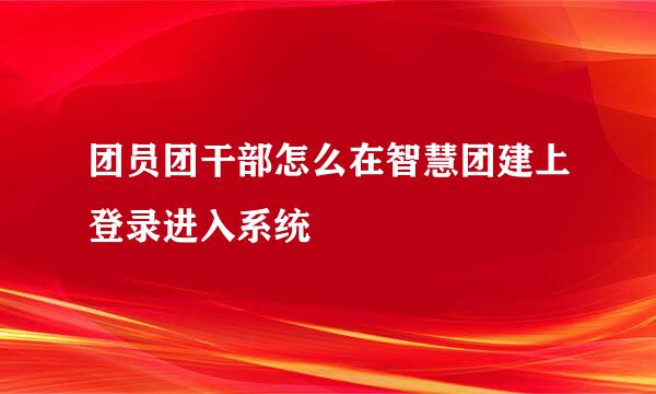团员团干部怎么在智慧团建上登录进入系统
