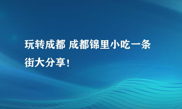 玩转成都 成都锦里小吃一条街大分享！