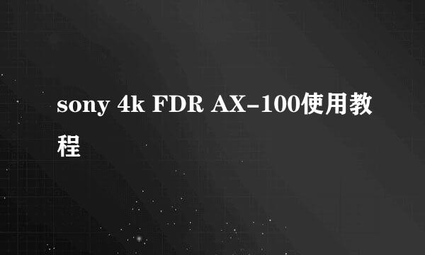sony 4k FDR AX-100使用教程