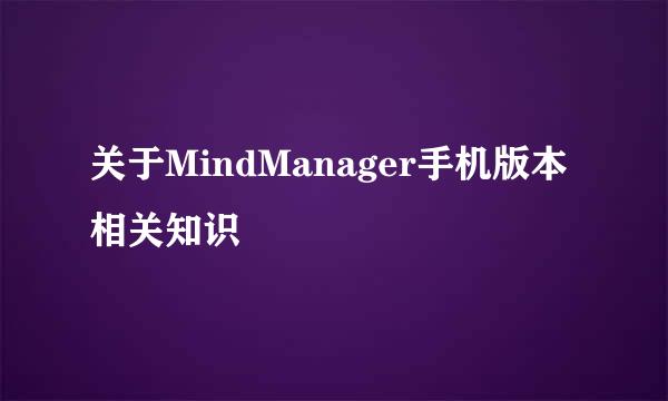关于MindManager手机版本相关知识