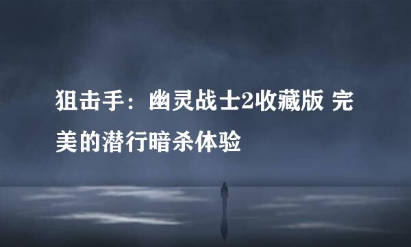 狙击手：幽灵战士2收藏版 完美的潜行暗杀体验