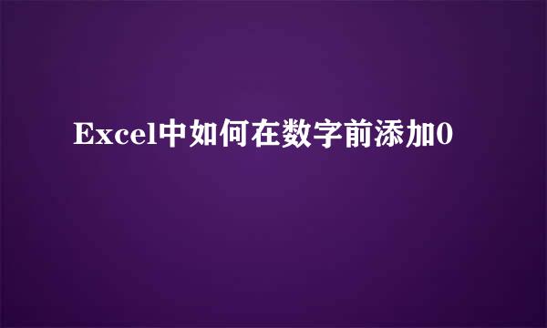Excel中如何在数字前添加0