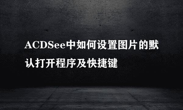 ACDSee中如何设置图片的默认打开程序及快捷键