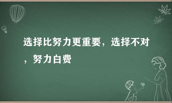 选择比努力更重要，选择不对，努力白费