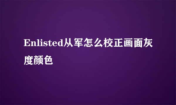 Enlisted从军怎么校正画面灰度颜色