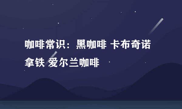 咖啡常识：黑咖啡 卡布奇诺 拿铁 爱尔兰咖啡