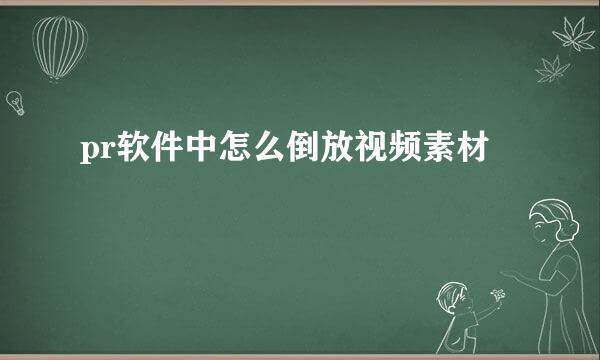 pr软件中怎么倒放视频素材