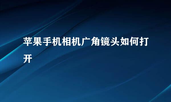 苹果手机相机广角镜头如何打开