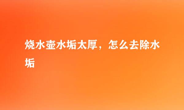 烧水壶水垢太厚，怎么去除水垢