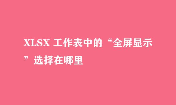 XLSX 工作表中的“全屏显示”选择在哪里