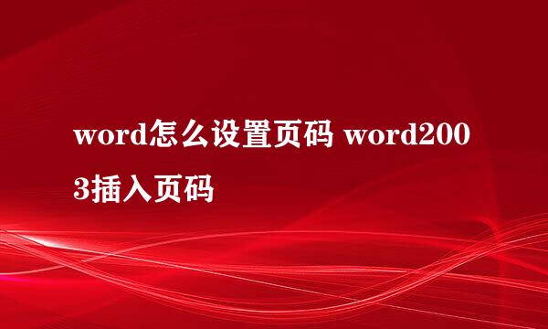 word怎么设置页码 word2003插入页码