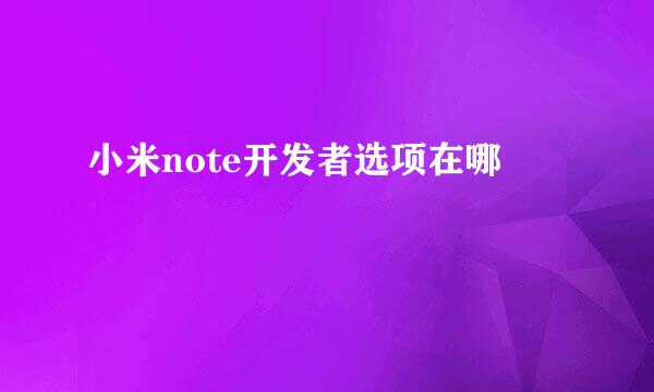 小米note开发者选项在哪