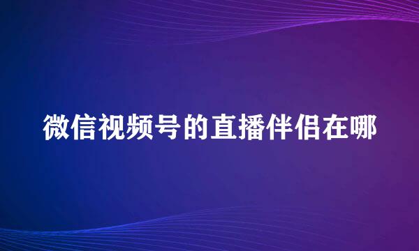 微信视频号的直播伴侣在哪