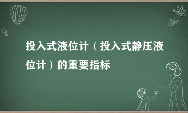 投入式液位计（投入式静压液位计）的重要指标