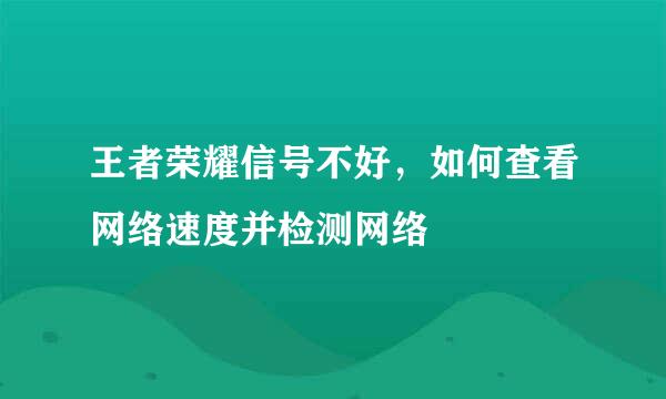 王者荣耀信号不好，如何查看网络速度并检测网络