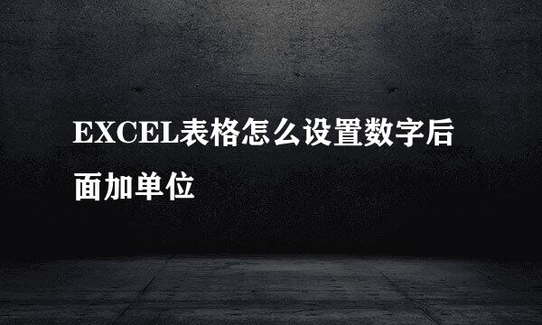 EXCEL表格怎么设置数字后面加单位