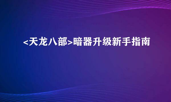 <天龙八部>暗器升级新手指南