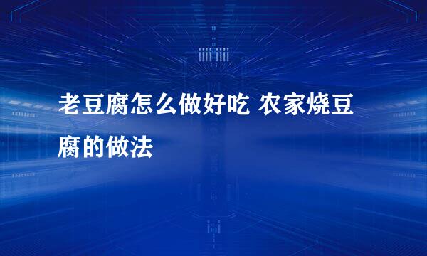 老豆腐怎么做好吃 农家烧豆腐的做法
