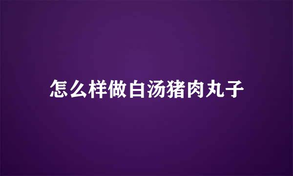 怎么样做白汤猪肉丸子