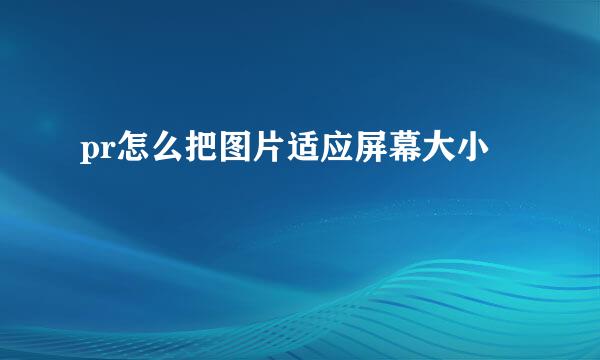 pr怎么把图片适应屏幕大小