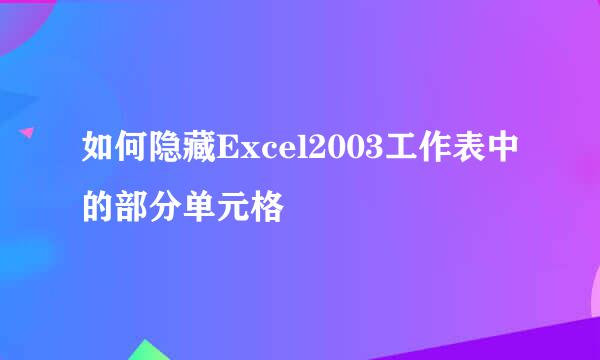 如何隐藏Excel2003工作表中的部分单元格