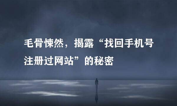 毛骨悚然，揭露“找回手机号注册过网站”的秘密