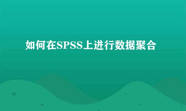 如何在SPSS上进行数据聚合