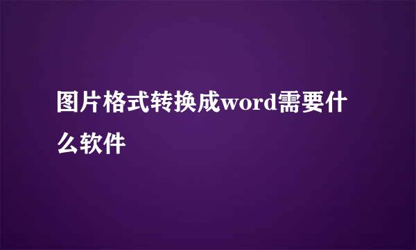图片格式转换成word需要什么软件