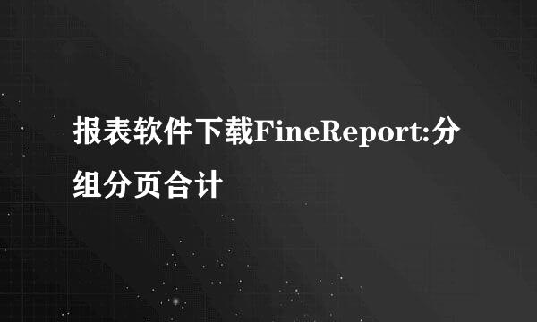 报表软件下载FineReport:分组分页合计