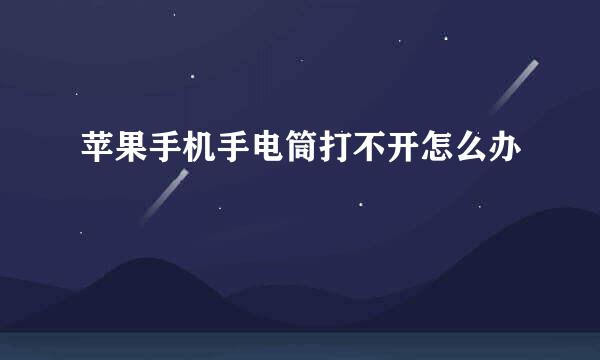 苹果手机手电筒打不开怎么办