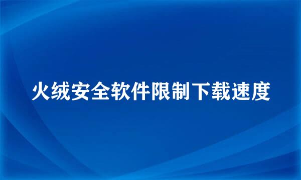 火绒安全软件限制下载速度