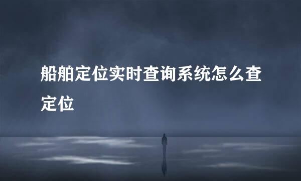 船舶定位实时查询系统怎么查定位